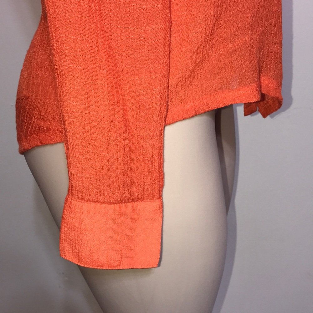 Orange Button Down Button Accent Ruffle Blouse - image 8